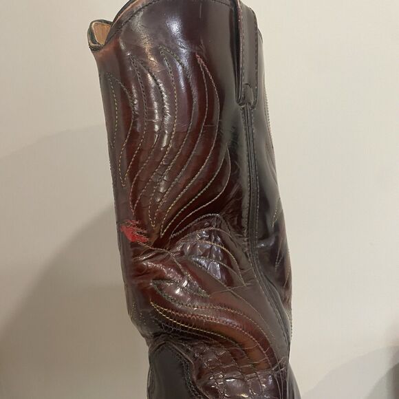 Iron Age Steel Toe Cowboy Boots Phoenix Rising Rainbow Stitch Brown Leather Sz 9 - Picture 8 of 16